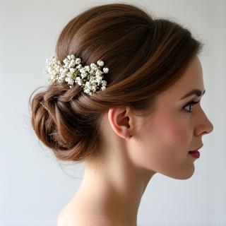 Elegante Hochsteckfrisur mit floralen Akzenten