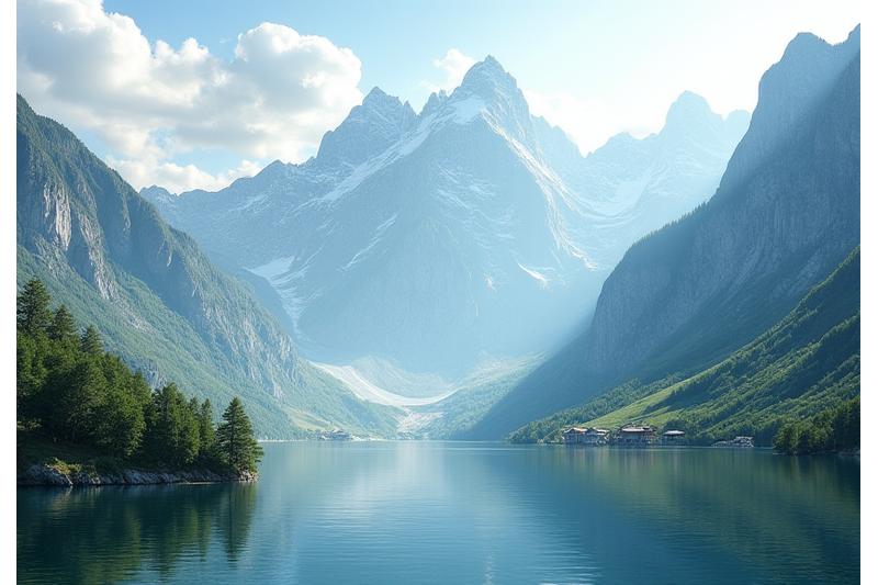 Serene mountain landscape reflecting inspiration from the Alps for hair color and health